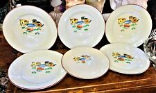 Sweet Vintage 40's Japanese Tea Saucers Iridescent Cat & Dog Bohemian Set of 7  picture