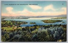 Lake Winnipesaukee New Hamphire Scenic Splendor Linen 1947 Cancel Wob Postcard picture