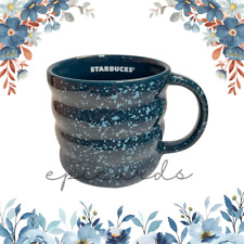Starbucks 2023 Blue Subzero Splatter Ceramic Ribbed Coffee Mug with Handle 12oz picture