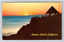 Laguna Beach CA- California, Sunset Over Santa Catalina Island, Vintage Postcard picture