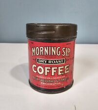 Antique 1920s  Morning Sip Coffee  Tin Can Philadelphia SAMPLE SIZE Vintage picture