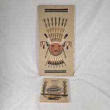 Set of 2 Vintage Native American Sandpainting Writing on Back 4