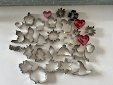 Vtg 30 Holiday Metal Tin Cookie Cutters picture