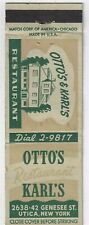 Otto's and Karl's Restaurant Utica New YorkEmpty Matchcover picture