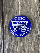 Vintage 1.75” Political Pin Ohio Gramm Wagon Puller picture