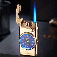 Multifunction Metal Windproof Jet Torch Butane Gas Lighter With Watch Men Gift picture