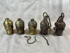 Lot of 5 Vintage Brass Light Fixture Bulb Sockets of Various Brands picture