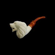 Wolf Block Meerschaum Pipe hand carved smoking tobacco w case  MD-228 picture