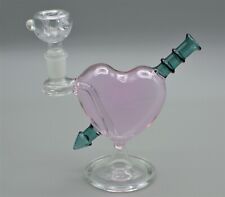 Pink Heart and Arrow Water Pipe Bong - 6.5 inch Glass with Detachable 14mm Bowl picture