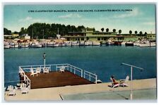 1954 Clearwater Municipal Marina Docks Clearwater Beach Florida Vintage Postcard picture