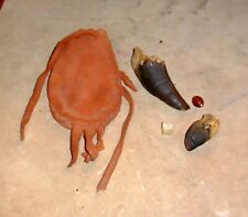 Vintage Antique Medicine Pouch-Red Ochre-Claw-Native American picture
