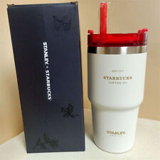 Starbucks + Stanley Red and White Stainless Steel Straw Cup 20oz Tumbler Car Cup picture