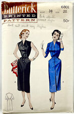 1950s Butterick Sewing Pattern 6801 Womens Dress 2 Sleeves Size 20 Vintage 13287 picture