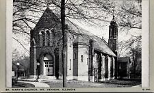 Vintage 1930's St Mary's Church Mount Vernon Illinois IL Antique Postcard picture