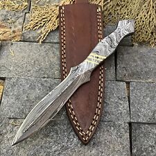 SHARD™ HAND FORGED Damascus Steel Survival Boot DAGGER HUNTING KNIFE W/Sheath picture