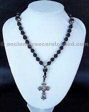 The Cross Orthodox (v. 50) elite Rosary, Lava stone, 925 Pure Silver, Hematite picture