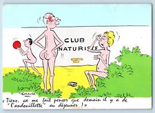 Comic Humor Postcard French Nudist Colony Club Naturiste Alexandre Vintage picture