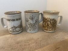 Vintage Dunoon Ceramic Coffee Mugs Lot Of 3 Scotland Cups Horses Edinburgh  picture