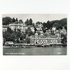 Art Deco Hotel Montana RPPC Postcard 1940s Lake Lucerne Switzerland Palace D1461 picture
