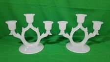 Vintage Antique Beaumont glass candlesticks Candle holders Set Opaque Beautiful  picture