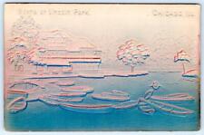 Pre-1908 SCENE AT LINCOLN PARK ROWBOATS EMBOSSED AIRBRUSHED POSTCARD picture