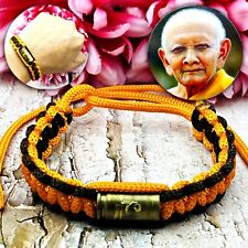Nylon Kabbalah Bracelet Lp Hong Be2547 Protect Against Bullet Thai Amulet #9119 picture