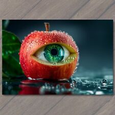 POSTCARD Pun Apple Of My Eye Red Inside Crazy Surreal Weird Strange Unusual picture