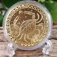 Cancer Gold Plated Zodiac Medallion Gift for Astrology Fans 1.57