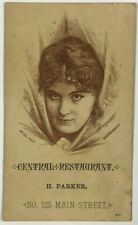 Central Restaurant H. Parker No 125 Main St Portrait Miss May Bufford Trade Card picture