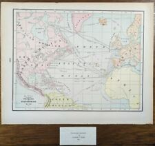 Vintage 1900 Routes of ATLANTIC OCEAN VOYAGES Map 14