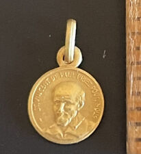 Vintage St Vincent De Paul Gold Plate Sterling Silver Religious Medal 0.5g picture