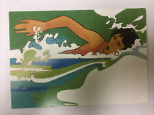 Artwork By Robert Peak Design Women’s Swimming Stamp 1984 Olympics Postcard picture
