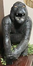 Large Vintage Leather Wrapped Gorilla/King Kong Gold Glass Eyes 22” X 17” X 10” picture