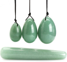 AITELEI 4Pcs Set Jade Yoni Eggs Stick,3 Pcs Drilled Natural Green Aventurine Qua picture