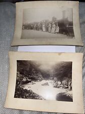 Antique Mounted Photographs: Tour Group in Front of Train; Rocky River in Wales picture