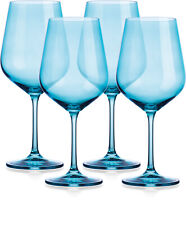 Set of Four Translucent Aqua Blue Large Wine Glasses picture