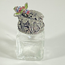 Butterfly & Bee Rhinestone Top Mini Shaker Glass Bottle Collectible USA Pink picture