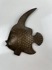 Vintage Brass Wall Hanging Fish Kitschy Mid Century MCM Wall Plaque Bathroom Art picture
