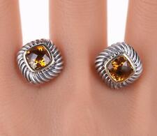 1990's David Yurman Sterling Silver 14k Yellow Gold Earrings with Orange citrine picture