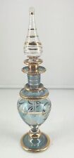 Perfume Bottle & Dabber Egyptian Blown Glass Blue with Gold Trim 8