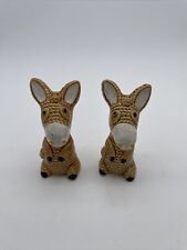Vintage COUNTRY DONKEYS Salt & Pepper Shakers Braided Straw Look Japan 4 1/4”  picture