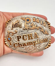 Kathy's Sterling Silver 2012 PCHA CHAMPION Horse Jumping Trophy Belt Buckle 3.5