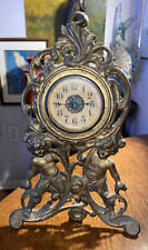 Antique Cherub Brass Cast Mantle Wind-Up Clock Pat. Oct 9 1906 Needs Repair picture