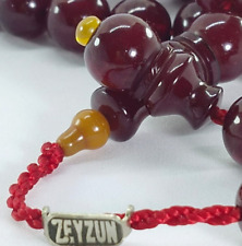 VTG Rare Red Cherry Misky Bakelite Veins Islamic Prayer 33 Beads 36 Grams Singed picture