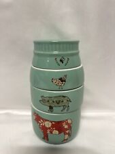 Pavilion Gift Company Live Simply Bee Chicken Pig and Cow Measuring Cups, Teal picture