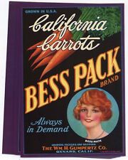25 Bess Pack Brand, Oxnard, California Vegetable Crate Labels, Wholesale picture