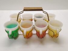 8 FIRE KING COLORED GLAMALITE RUBBER COATED GLITTER MUGS IN ORIGINAL CARRIER picture