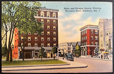 Vintage Postcard 1930-1945 Main & Division Streets, Wicomico Hotel Salisbury, MD picture