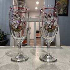 Pair of Vintage 1995 Looney Tunes Bugs Bunny With Grapes Stemmed Wine Glasses WB picture