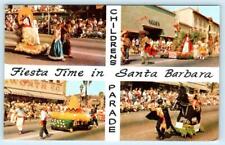 SANTA BARBARA, California CA ~ Children's Parade FIESTA TIME Map c1950s Postcard picture